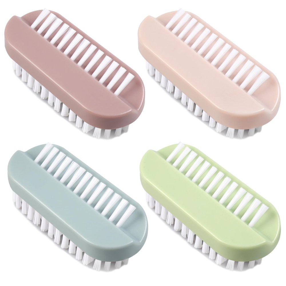4pcs Nail Brush for Cleaning Fingernails, Nail Brushes for Cleaning, Two Sided Nails Scrubber Brush for Men Women Fingernail Clean Up Brushes (Purple, Blue, Green, Pink)