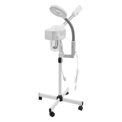 Professional 2-in-1 Facial Steamer with Magnifying Lamp, 800W Fast Heat Warm Mist Steam for Skin Care Hydration, Adjustable Height Rolling Cart Beauty Salon Spa Equipment