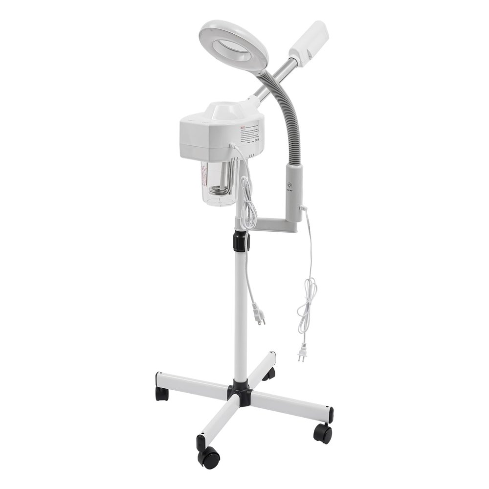 Professional 2-in-1 Facial Steamer with Magnifying Lamp, 800W Fast Heat Warm Mist Steam for Skin Care Hydration, Adjustable Height Rolling Cart Beauty Salon Spa Equipment