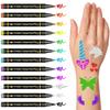 12 Metallic Temporary Tattoo Markers for Skin,Halloween Body Face Paint Stencils, 39PCS Glow in The Dark Halloween Tattoos for Adult Kids view 1