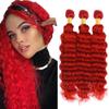 Red Bundles Human Hair Deep Wave Bundles 26 28 30 Inch Unprocessed Brazilian Virgin Remy Hair Wine Red 3 Bundle Burgundy Deep Wave Human Hair Extensions For Women 50 Gram Per Bundle view 1