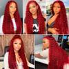 Red Bundles Human Hair Deep Wave Bundles 26 28 30 Inch Unprocessed Brazilian Virgin Remy Hair Wine Red 3 Bundle Burgundy Deep Wave Human Hair Extensions For Women 50 Gram Per Bundle view 2