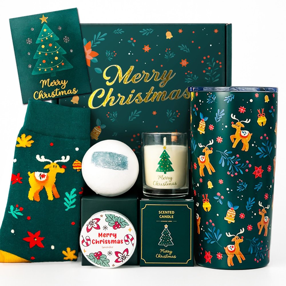 Christmas Gifts for Women 2025 Secret Santa Gifts for Women, Unique Christmas Gift Basket, Xmas Gift Set for Mom, Coworkers, Teacher, Sister, Wife, Best Friend Box White Elephant Christmas Tumbler