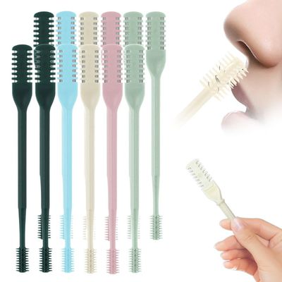 2-in-1 Nasal Hair Cutter, New Double Sided Nose Hair Knife for Men Women, 360 Rotating Nose Hairs Trimmer, Portable Manual Nostril Hair Remover Travel Essentials (12 PCS)