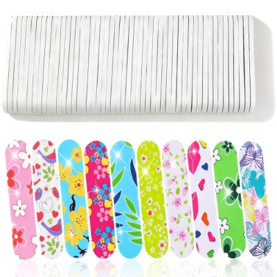 50-Pack 180 Grit Double Sided Disposable Nail Files & Emery Boards for Natural Nails - Bulk Mini/Small Grit Nail File Set for Home Salon, Manicure/Pedicure