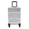 Professional Rolling Makeup Case, Aluminum Trolley Train Case with 4 Removable Wheels & Drawers, 13*10*19in Portable Cosmetic Storage Trolley for Wedding Makeup, Nail Artist Travel (Silver) view 1