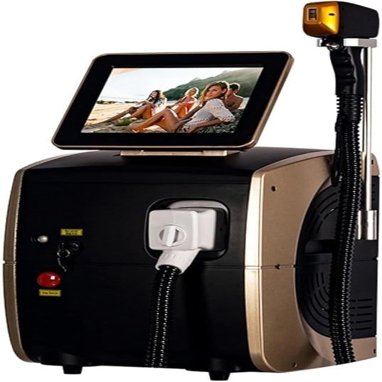 Professional Hair Removal Machine with LCD Display Screen, Cooling System, Black and Gold