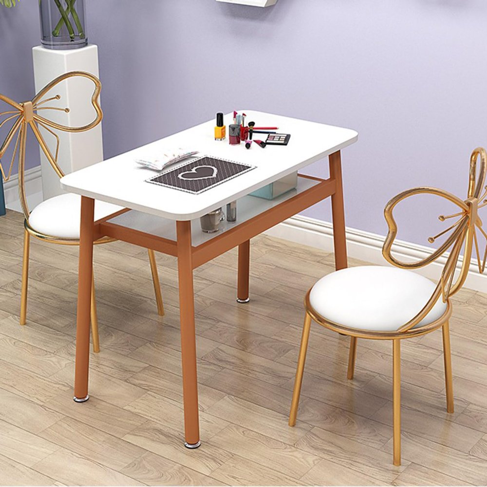 XAWSOP Manicure Table Professional Manicure Table Modern Art Nail Tech Workstation, Beauty Salon Spa Wooden Nail Makeup Desk Dressing Table with Open Shelf,White-80cm Table