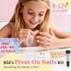 Qiek 16 Sizes Press on Nails Kit for Kids - 32 Pieces French Almond Fake Nail Tips for Girls 8-12 Years Old with Jelly Nail Adhesives & No-Lamp Nail Glue, Birthday Christmas Gifts (Happy Smile) view 2