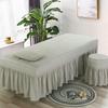 Grey,60x185cm,Massage Table Skirt Spa Bed Cover with Hole Beauty Salon Bedspread Spa Bed Skirt for Treatment Couch Massage Table Washable view 1
