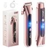 Bikini Trimmer for Women, 2-in-1 Electric Razor with Dual Heads, Ceramic Blade, Waterproof & Rechargeable, Painless Pubic Hair Shaver for Bikini, Underarm, Legs, Face | Stocking Stuffer - Rosegold view 1