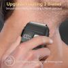 Electric Foil Shavers for Men: Mini Electric Razor for Beard/Face with 3 Floating Blades & LED Display, Cordless Face Shaver with IPX6 Waterproof Wet/Dry, USB-C Fast Chage & Travel Lock, Carbon Black view 3