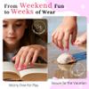 Qiek 16 Sizes Press on Nails Kit for Kids - 32 Pieces French Almond Fake Nail Tips for Girls 8-12 Years Old with Jelly Nail Adhesives & No-Lamp Nail Glue, Birthday Christmas Gifts (Rose Pink Grid) view 3