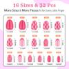 Qiek 16 Sizes Press on Nails Kit for Kids - 32 Pieces French Almond Fake Nail Tips for Girls 8-12 Years Old with Jelly Nail Adhesives & No-Lamp Nail Glue, Birthday Christmas Gifts (Rose Pink Grid) view 4