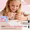 Qiek 16 Sizes Press on Nails Kit for Kids - 32 Pieces French Almond Fake Nail Tips for Girls 8-12 Years Old with Jelly Nail Adhesives & No-Lamp Nail Glue, Birthday Christmas Gifts (Cozy Autumn) view 2