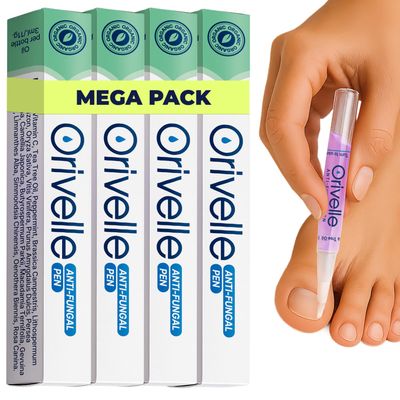 Orivelle Toenail Care Pen - Extra Strength Toe Nail Remedy - Professional Nail Solution for Fingernail with Tea Tree Oil (Pack of 4)