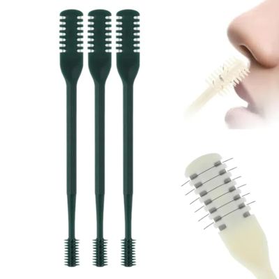 2-in-1 Nasal Hair Cutter for Men Women, Upgraded 360 Rotating Nostril Hair Removal Tool, Portable Double Sided Nose Hair Knife, Nostril Hair Removal Tool with Soft Cleaning Brush (A-Green, 3pcs)