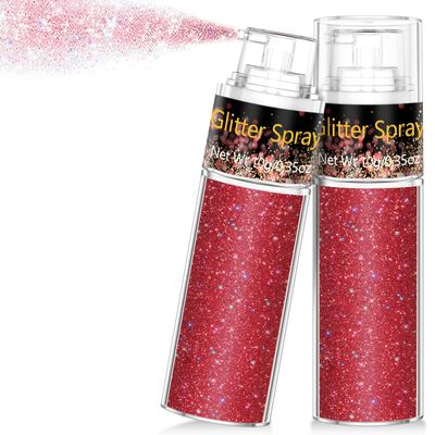 Hair and Body Glitter Spray, 1PC Glitter Hairspray Dry Powder Makeup for Clothes, Festival Rave Prom Loose Sparkle Powder,Holographic Ultra Fine Resin Glitters for Crafts (1PC Red)