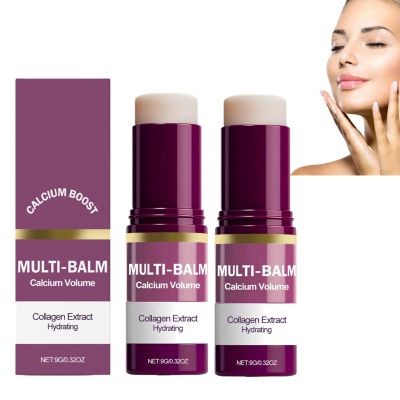 Calcium Multi Collagen Moisturizing Stick - Hydrating & Firming Balm for Eyes Lips Neck, Anti-Aging Face Balm, Skin Barrier Repair Cream, Vitamin E Enriched (2)