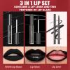 BERALLOYE 3pcs-Black Lipstick and Lip Liner Set Lip Kit,3 in 1 Velvet Lipstick Halloween Matte Liquid Lipstick Lip Gloss with Lip Pencil,Hydrating Lip Stain Lip MakeupBlack view 2