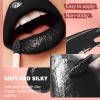 BERALLOYE 3pcs-Black Lipstick and Lip Liner Set Lip Kit,3 in 1 Velvet Lipstick Halloween Matte Liquid Lipstick Lip Gloss with Lip Pencil,Hydrating Lip Stain Lip MakeupBlack view 3