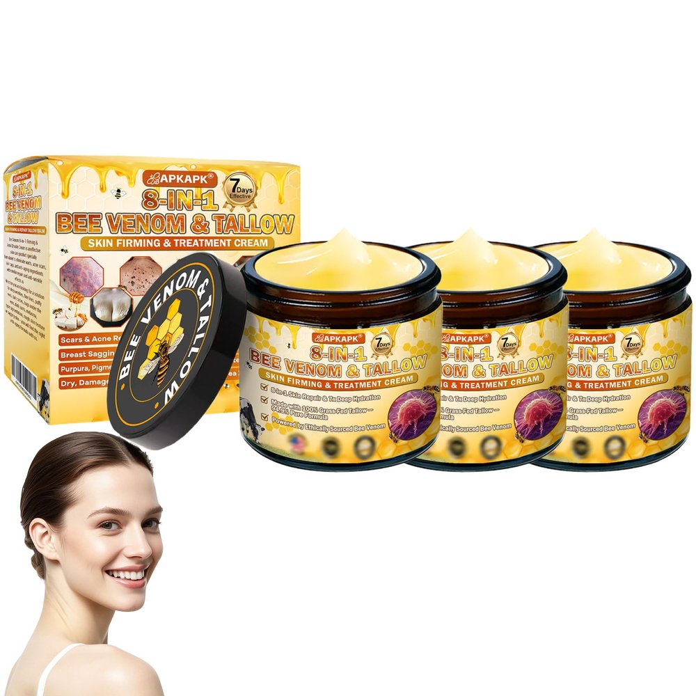 8-In-1 Bee Venom & Tallow Skin Firming &Treatment Cream,Bee Venom Skin Treatment Cream,Deeply moisturizes, firms, and repairs skin blemishes(3PCS)