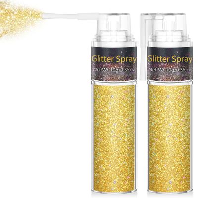 Hair and Body Glitter Spray, 1PC Hair Glitter Extra Fine Face Shimmer Powder for Clothes, Festival Loose Sparkle Powder for Rave Clothes Nail Art Easter Halloween Crafts (Sparkling Gold)
