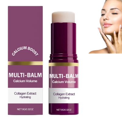 Calcium Multi Collagen Moisturizing Stick - Hydrating & Firming Balm for Eyes Lips Neck, Anti-Aging Face Balm, Skin Barrier Repair Cream, Vitamin E Enriched (1)