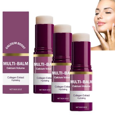Calcium Multi Collagen Moisturizing Stick - Hydrating & Firming Balm for Eyes Lips Neck, Anti-Aging Face Balm, Skin Barrier Repair Cream, Vitamin E Enriched (3)