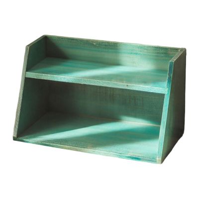 AFXGUSD Wood Countertop Organizer, Makeup Organizer Gifts Multifunctional Mug Tea Storage Wooden Storage Rack for Dining Table, Home, Blue Green