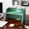 AFXGUSD Wood Countertop Organizer, Makeup Organizer Gifts Multifunctional Mug Tea Storage Wooden Storage Rack for Dining Table, Home, Blue Green view 4