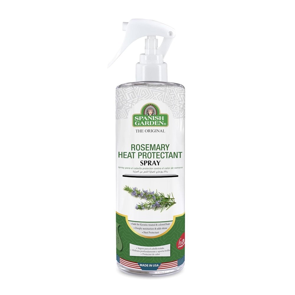 Spanish Garden Rosemary Heat Protectant Spray for Hair Care & Styling Heat Protection - Hair Moisturizer with Frizz Control - Hair Shine Spray Lightweight Styling Spray for Women & Men Daily Use 8 oz