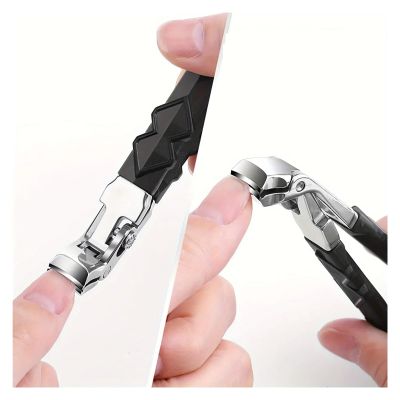 1Pcs Professional Nail Clippers for Seniors - Wide Jaw & Angled Head, Stainless Steel Fingernail & Toenail Cutter with Catcher