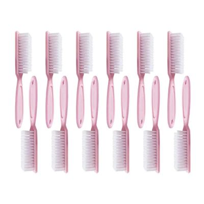 12pcs Nail Brush Cleaning Remove Dust Powder Plastic Cleaner for Acrylic UV Gel Nails Art Manicure Nail Care Accessories(12pcs pink)