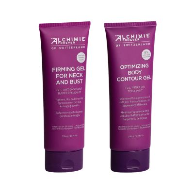 Alchimie Forever Body Firming Duo Set  Neck & Bust Gel + Body Contour Gel | Complete Skin Tightening System | Lifts, Firms & Smooths Skin | Caffeine, Guarana, Ginger | Vegan