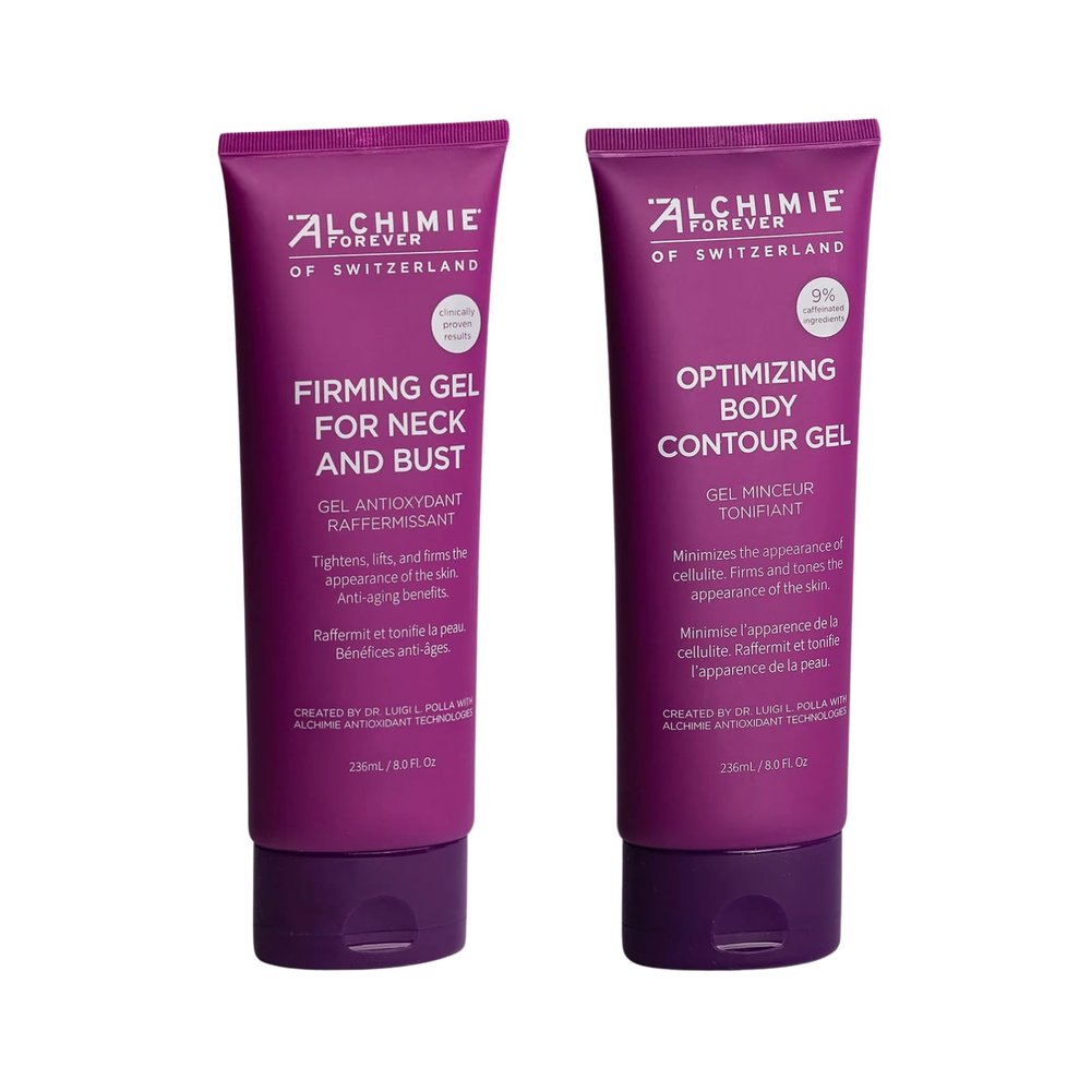 Alchimie Forever Body Firming Duo Set  Neck & Bust Gel + Body Contour Gel | Complete Skin Tightening System | Lifts, Firms & Smooths Skin | Caffeine, Guarana, Ginger | Vegan