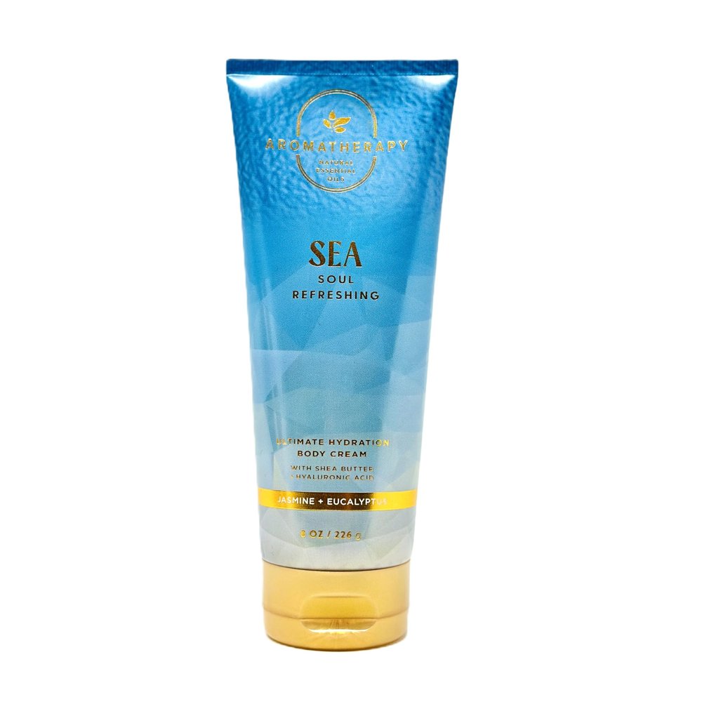 Bath and Body SEA SOUL REFRESHING JASMINE + EUCALYPTUS Body Cream Ultimate Hydration with shea butter 24 hour moisture 8 oz /226 g