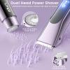 Bikini Trimmer for Women, 2-in-1 Electric Razor with Dual Heads, Ceramic Blade, Waterproof & Rechargeable, Painless Pubic Hair Shaver for Bikini, Underarm, Legs, Face | Gift for Her - Lightpurple view 2