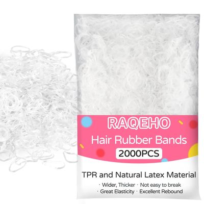 RAQEHO Clear Rubber Bands for Hair - 2000 Small Elastic Hair Ties No Damage Bulk Widened Thickened Rubberband for Women Girl Thick Hair Braiding Ponytails Holders Braider Styling Essential Accessories