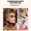 2pcs-Body Glitter Stick,Chunky Glitter Gel for Face Body Hair,Sparkling Holographic Mermaid Sequins Paint Multiuse Makeup Glitter Gel Gold and Silver view 3