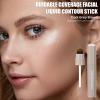 2PCS Cool Toned Liquid Contour Stick with Brush, Cool Grey Brown Cream Contour Bronzer Makeup Stick for Long Lasting Blendable Matte Face Nose-Contour Makeup, Contorno Maquillaje (#01+#01) view 2