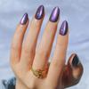 Cat Eye Press on Nails Short, Jofay Fashion Stylish Purple Press on Nails Almond, Soft Gel Fake Nails, Reusable & Natural Acrylic False Nails, Stick on Nails for Women Gift, Glue on Nails Kit 32 Pcs view 2