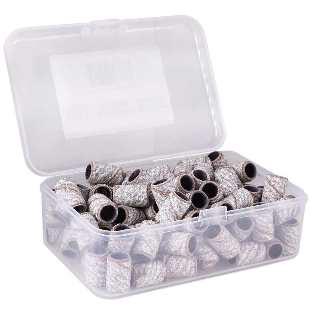 100 Pieces Large Nail Sanding Bands Professional Nail Manicure Great Fit for Nail Drill Bits for Acrylic Nails (100 Grit, Zebra)