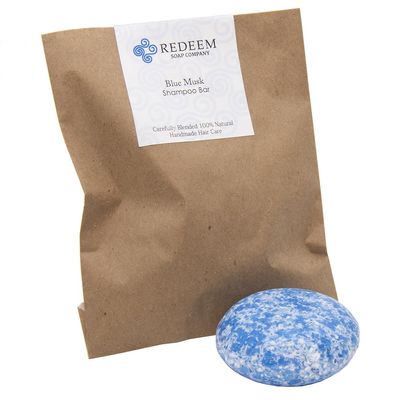 Redeem Soap Company Blue Musk Shampoo Made in USA 3oz Shampoo Zero Waste, Plastic-Free, SLS-Free, Travel-Friendly