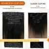 Full Shine Clip in Hair Extensions Black Ombre Real Hair Clip in Extensions Balayage Light Brown Mix Blonde Seamless Hair Extension Softness 18 Inch 8 PCS 120 G view 3