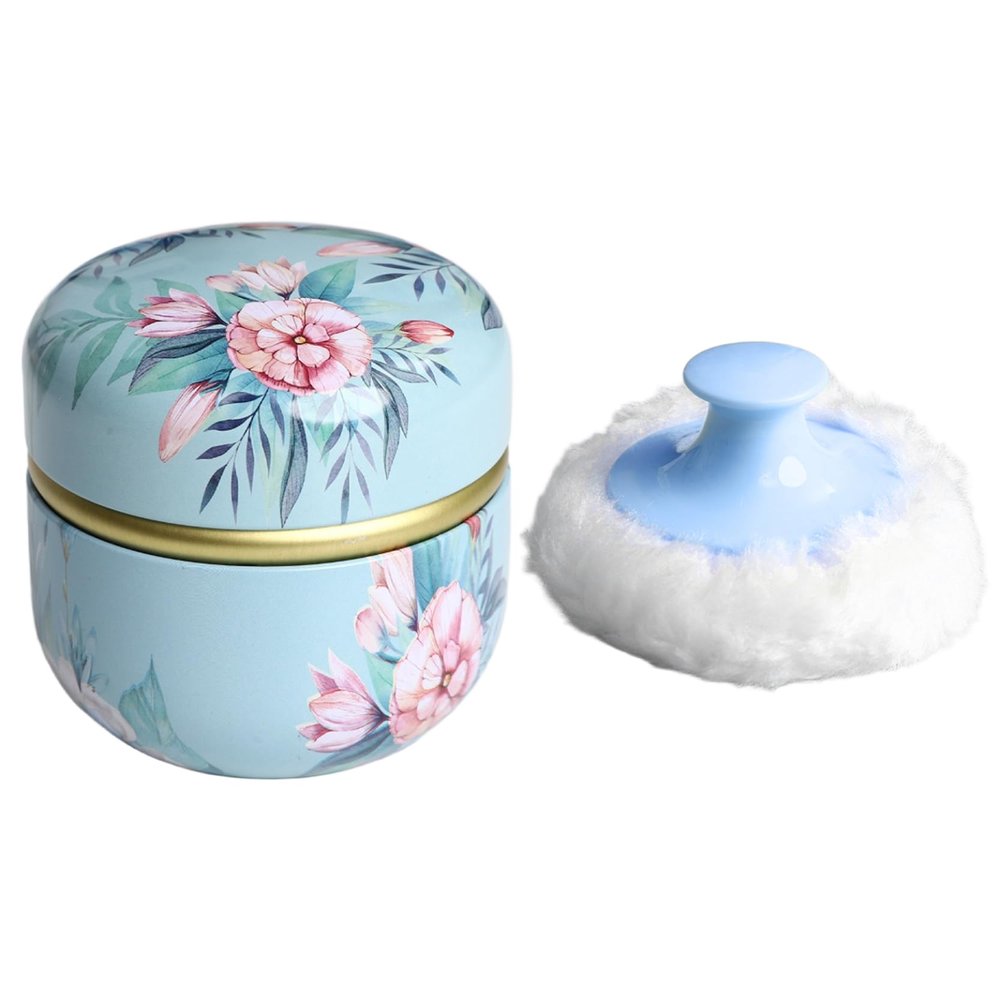 Lorilida Body Powder Puff and Container, Portable Empty Container for Bath, Travel and Home Blue A One Size