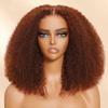 Reddish Brown Afro Kinky Curly Wig 13x6 180% Density Human Hair Pre Plucked HD Transparent Lace Front Wigs Short Bob Curl Brazilian Remy Hair Natural Hairline 12inch view 1