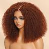 Reddish Brown Afro Kinky Curly Wig 13x6 180% Density Human Hair Pre Plucked HD Transparent Lace Front Wigs Short Bob Curl Brazilian Remy Hair Natural Hairline 12inch view 2
