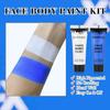 8pcs Avatar Makeup Kit,Navy Blue White Face Paint, Royal Blue Face Paint for Smurf Mystique Cosplay,Lip Gloss,White UV Eyeliner, Short Elf Ears,Single Eyeshadow,Halloween Body Paint Set with 2 Sponges view 4