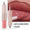 BERALLOYE 2pcs-Lip Glosses,2 in 1 Double Ended Lip Gloss Set, Nude Lip Mirror Effect, Velvet Matte Lip Liner, Long Lasting - Plumping - Moisturizing - Lip Effect, For Women, Chocolate & Cherry Red view 4